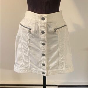 Armani Exchange White Mini Skirt with Button Detail
